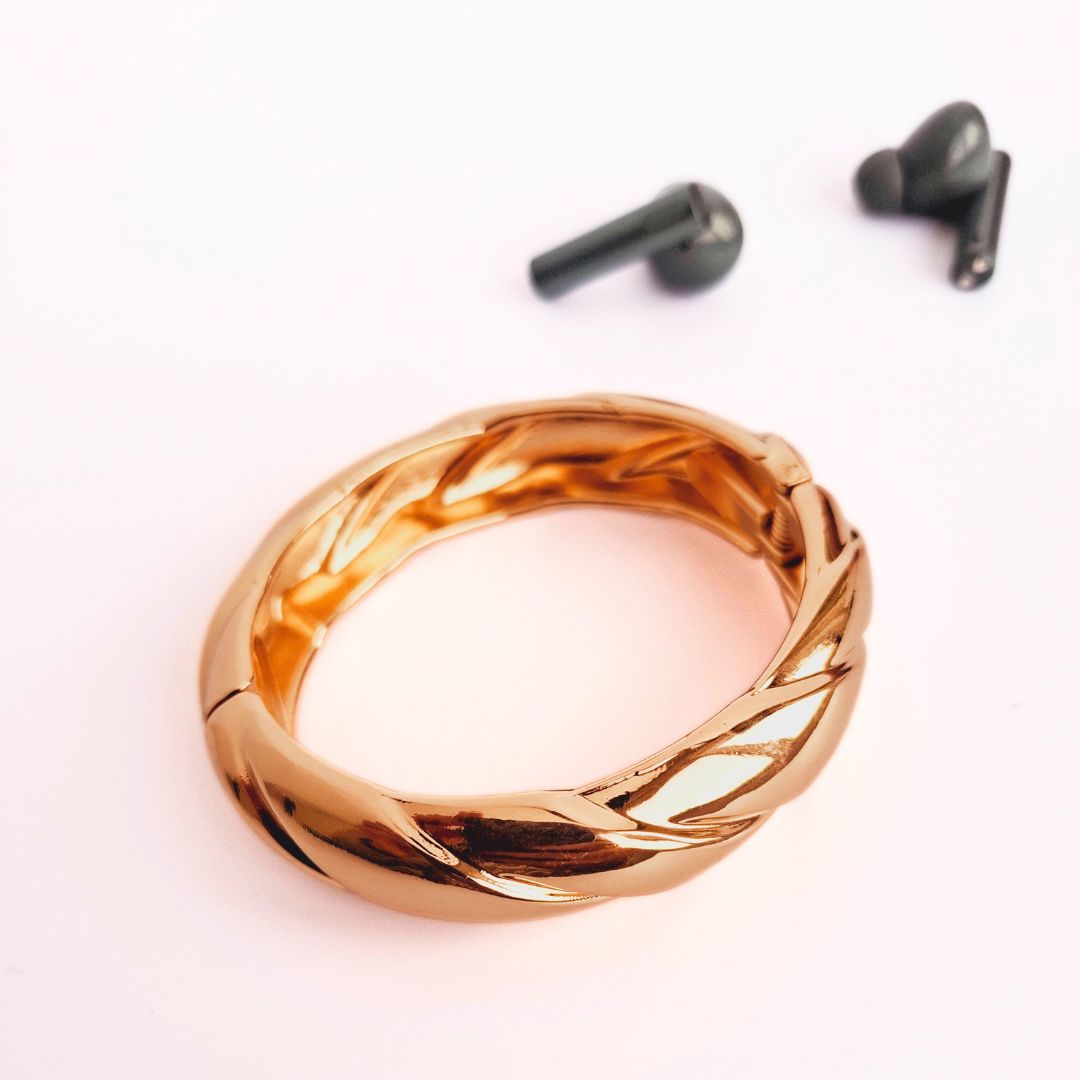 Golden Twisted Detail Stainless Steel Bangle