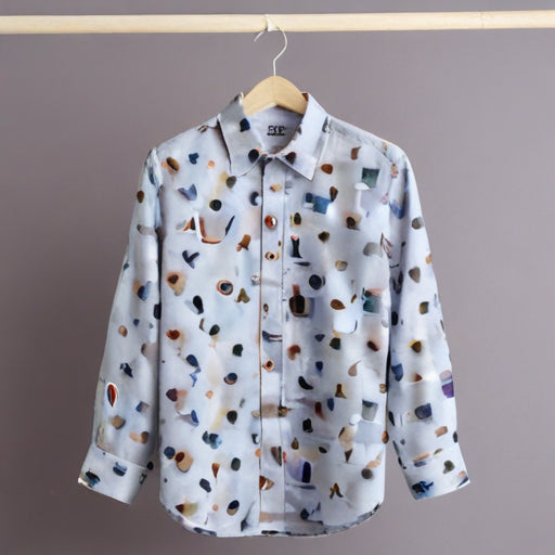 ADD TO WISHLIST - Sky Blue Quirky Print Full Sleeve Shirt