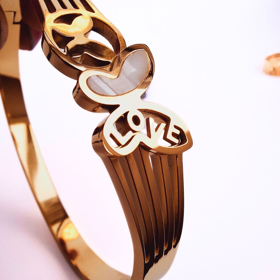 Golden Butterfly Stainless Steel Bangle Bracelet