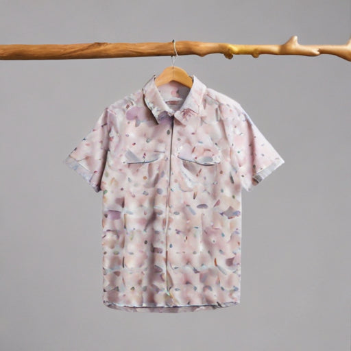 Peachy White Quirky Print Short Sleeve Shirt