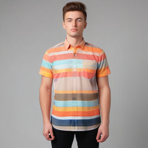 ADD TO WISHLIST - Pastel Striped Short Sleeve Shirt