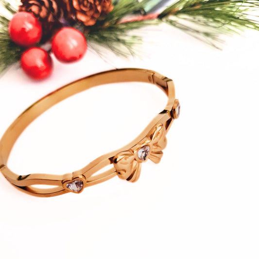 Golden Bow Stainless Steel Bangle Bracelet