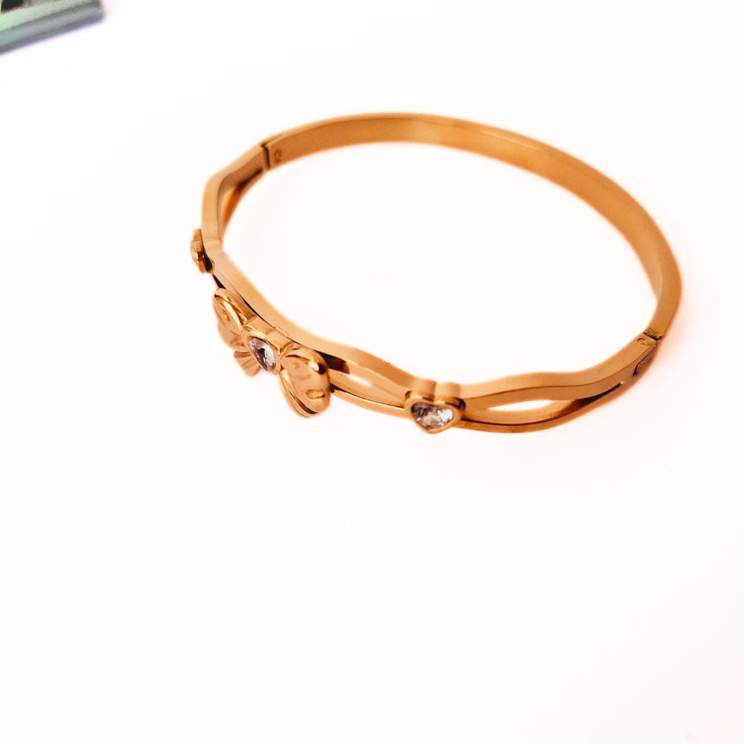 Golden Bow Stainless Steel Bangle Bracelet