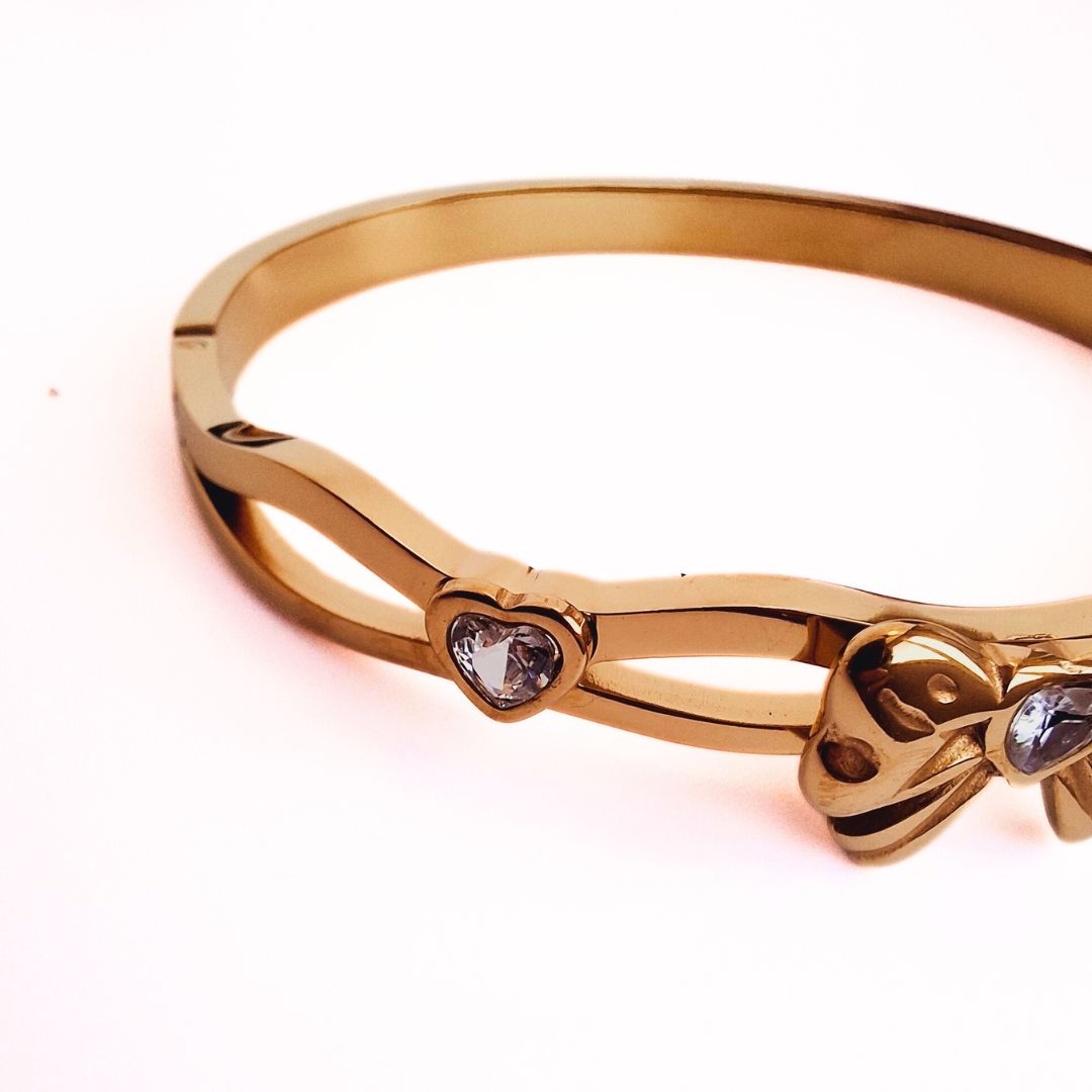 Golden Bow Stainless Steel Bangle Bracelet