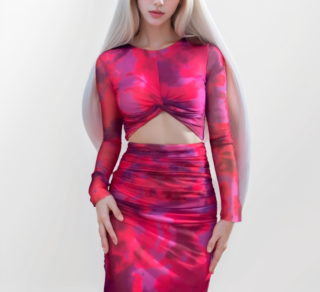 Tie Dye Waist Knot Bodycon Dress