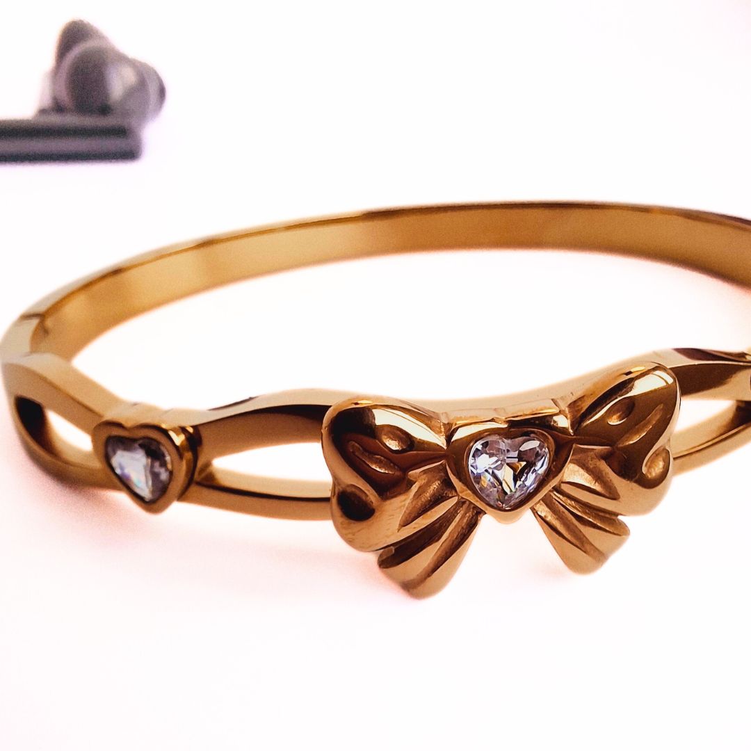 Golden Bow Stainless Steel Bangle Bracelet