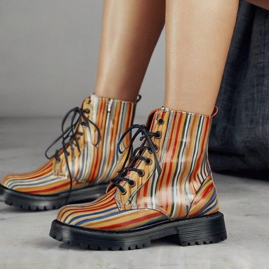 Winter Combat Boots Bohemian Stripe Martins