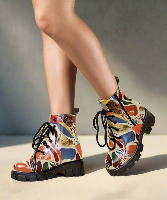 Chunky Sole, Typographic Print Multicolor Winter Boot